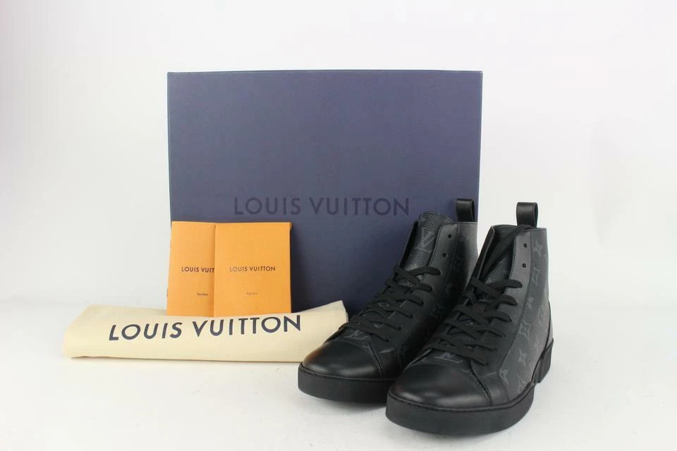 Louis Vuitton Black Leather And Monogram Eclipse Canvas Match Up