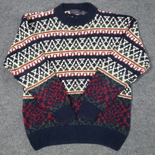 finalist sweater men's XL knit fair isle pattern multicolor vintage 90s