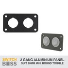 2 GANG 20mm Mini Round TOGGLE ROCKER SWITCH PANEL Only Aluminium 12v Marine