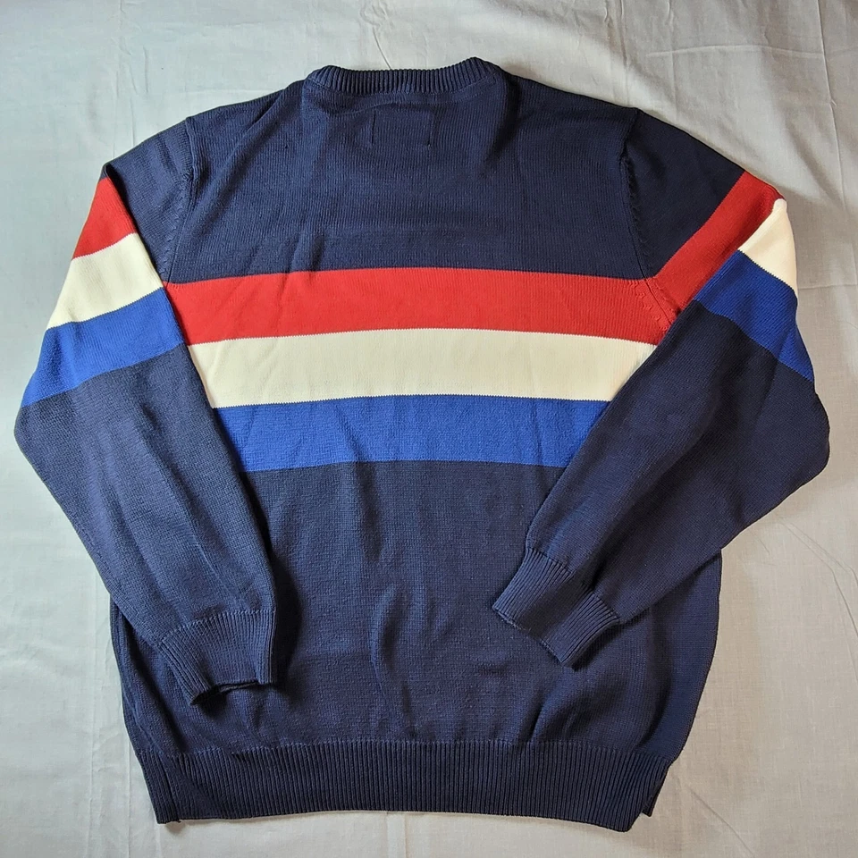 Stafford Pullover Sweater Mens  XL Striped Knit Preppy College Red White Blue  - Image 4 of 4