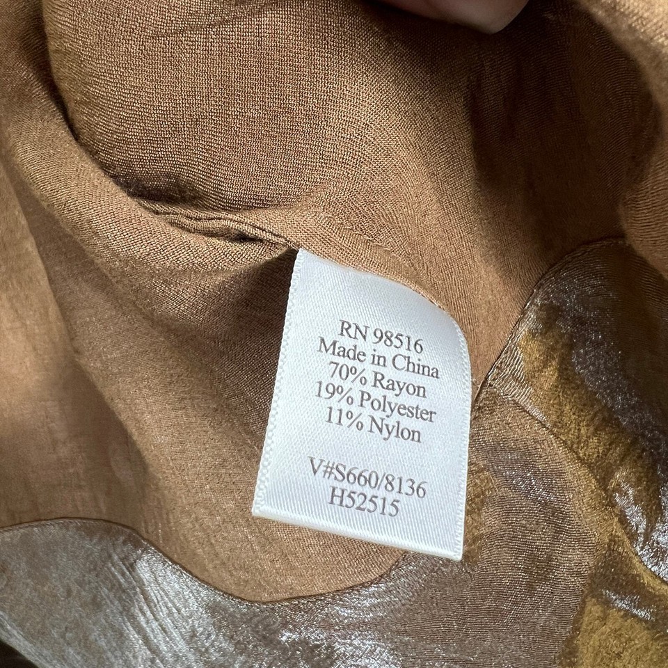 Coldwater Creek Womens Gold Metallic Wrap Blouse Peplum Size 1X Plus 3/