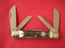 BOKER GERMANY  4  BLADE CONGRESS RING BOLSTERS STAG HANDLES KNIFE G