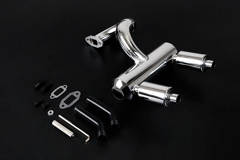 Metall Doppel Stummschaltung Auspuffrohr für 1/5 LOSI 5T RV KM rc Autoteile - Bild 2 von 4