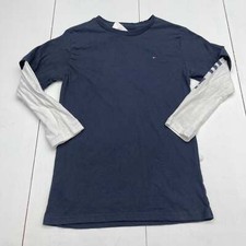 Tommy Hilfiger Navy Blue Graphic Sleeve Double Layer Long Sleeve T Shirt Youth B