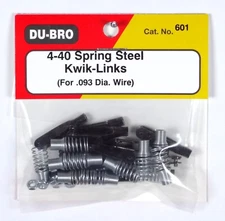 DU-BRO 4-40 SPRING STEEL KWIK-LINKS FOR .093 WIRE (PACKAGE OF 12)( CAT. # 601 )