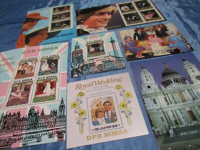 Prinz Charles & Diana , Briefmarken  Blöcke + Postkarte , Nostalgie Lot 26 , Di