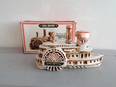 Ezra Brooks Delta Belle Whiskey Dekanter Vintage 1969 Paddle Steamer Boxed Empty