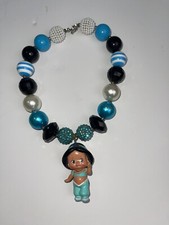 Princess Jasmine Charm Necklace Chunky Bubblegum Beads Girls