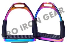 5 INCH RAINBOW HORSE FLEXIBLE SAFETY STIRRUPS RIDING BENDY IRON STEEL 4.75 INCH