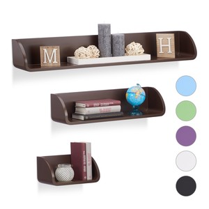 étagère Murale Tablette Flottante Set De 3 Plateau étroit Mdf Bois