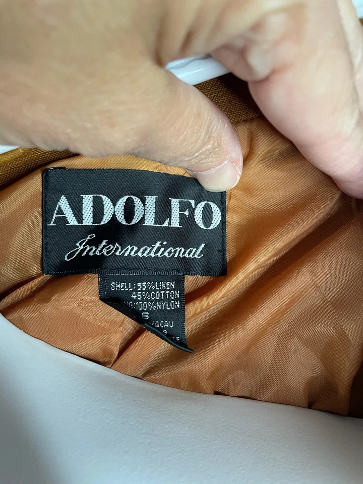 Chaqueta Blazer ADOLFO INTERNATIONAL Lino Forrada Cuello Vintage Años 80 90 Talla 6 Foto 4 de 4