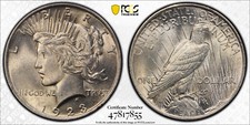 1923 P $1 Peace Silver Dollar PCGS MS63 Protected by Gold Shield &TrueView