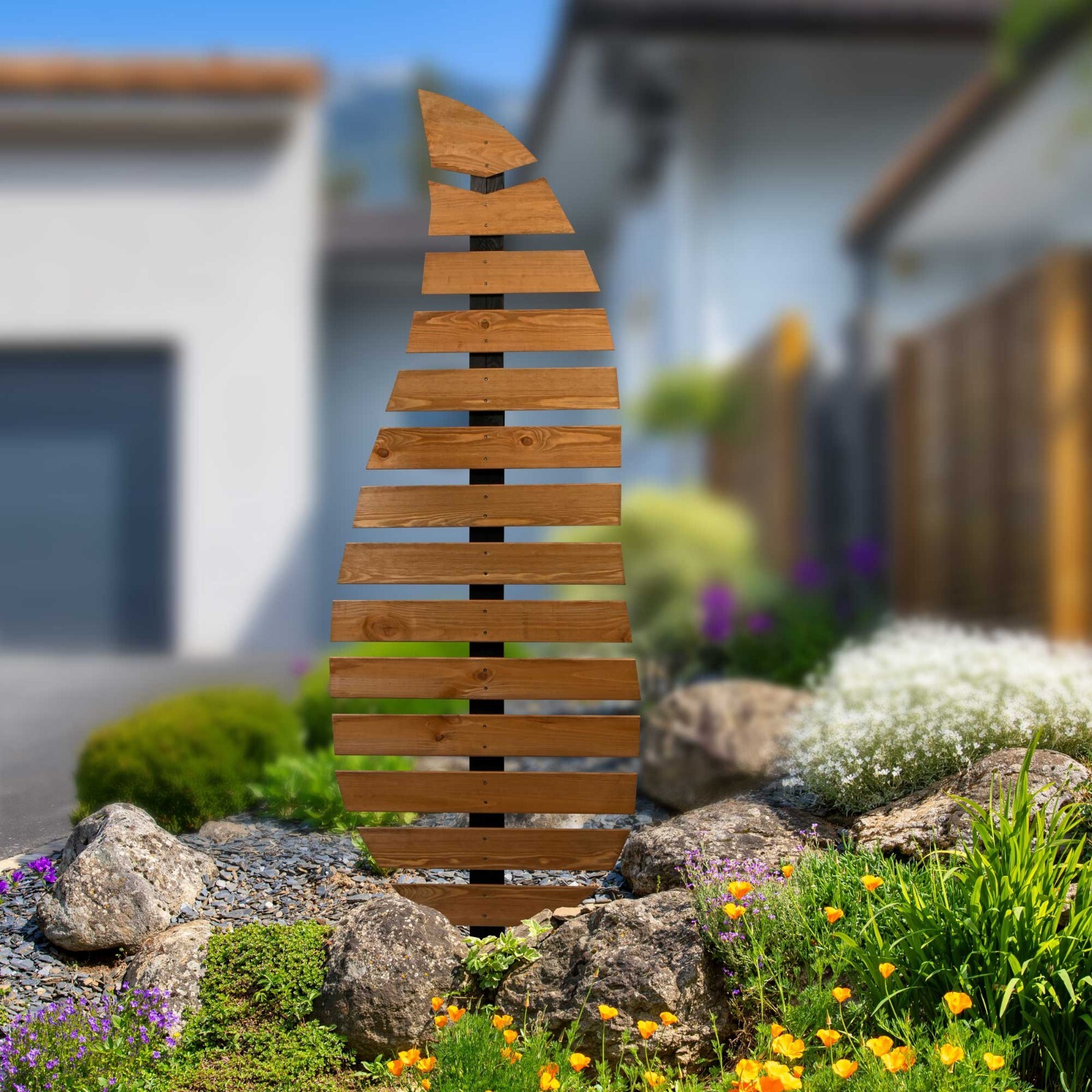 Rankgitter mit Erdspieß Spalier Holz Rankhilfe Kletterhilfe Rankgerüst mit Pfahl - Image 2