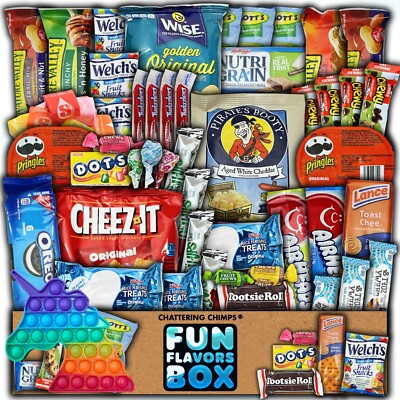 Favorite Snack Box Cookie Candy Snack Unicorn Push Pop Toy 50 Count Care Package