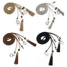 Women Ladies Skinny Braided Tassel Knot Belt Jeans Dress Corset Waistband