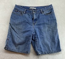 Women's Tommy Hilfiger Light Wash Mid Rise Bermuda Blue Denim Shorts 9 in Size 8