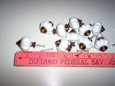 New, Cabinet, cupboard, knobs, 10,  with screws, white with brass