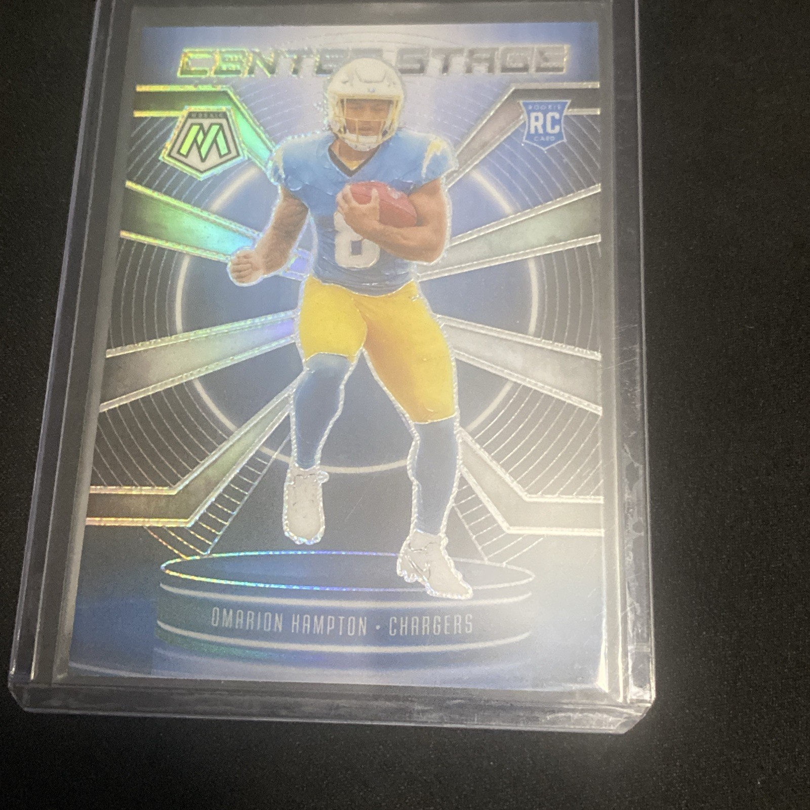 2025 Panini Mosaic - Omarion Hampton Rookie Center Stage #6 Silver Prizm (RC)