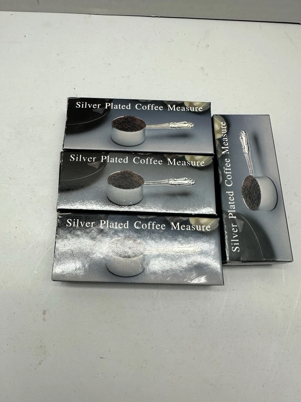 Silver Played Coffee Measure set of 4 Spoon With Design