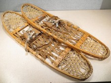 RACCHETTE DA NEVE VINTAGE SNOCRAFT MAINE, USA 36" X 10" WW2 NORVEGIA COSTRUZIONE NATURALE