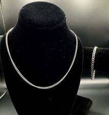 Stainless Steel Necklace  Bracelet Set 24  /8.5  with Lobster Claw Claps