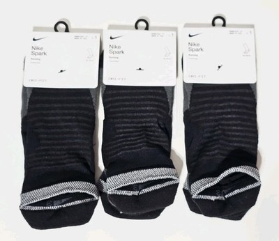 3 Pair Nike Spark Cushioned No Show Running Socks Black Sz 8-9.5 CU7201-010