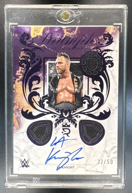 2025 Topps Royalty WWE LA Knight #TRS-LAK Triumph Relic Sigs Purple /50 Auto