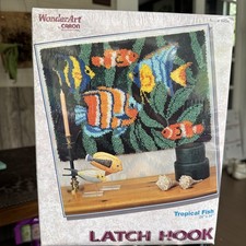 Caron wonder art Latch Hook Kit fish seaweed USA Craft Kit New Sealed 24 X 34