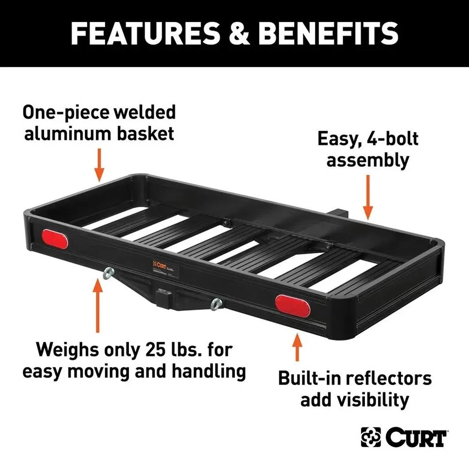 CURT 18113 Aluminum Hitch Cargo Carrier for 2" Receivers Foto 4 de 4
