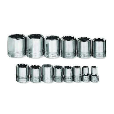 Williams 1/2â³ Drive Shallow SAE Socket Set on Clip Rail 8-Point (14