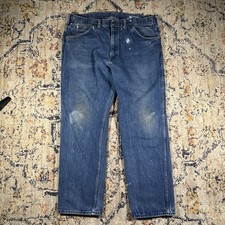 Vintage 90s Carhartt Blue Straight Leg 40x29.5 Made In USA Jeans Mens Distressed