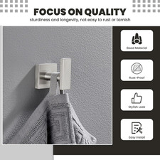 Brushed Nickel Robe Hook, SUS304 Stainless Steel Bathroom Towel Hook, Coat Ro...