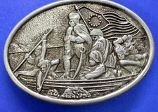 George Washington Crossing Delaware Patriotic Colonial Commemorative Belt Buckle