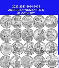 Juego completo de 60 monedas cuarto cuarto mujer americana 2022-23-24-25 P-D-S
