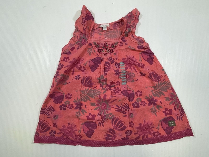 Naartjie Girls Youth Peach 100% Cotton Embroidered Sleeveless Tank Shirt 10