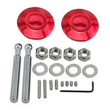 Aluminum 2.44 inches Diameter Universal Quick Latch Hood Pins, Quick Red