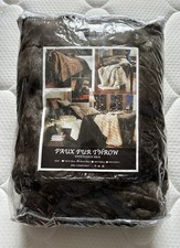 Image of Faux Fur Throw With Fleece Back In Brown 150cm x 190cm