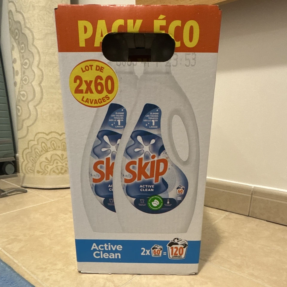 Skip Active Clean lessive liquide machine Pack éco 2x60 lavages - Photo 1/1