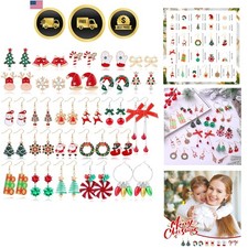 Christmas Earrings Set 26 Pairs Women Girls Xmas Dangle Stud Holiday Jewelry