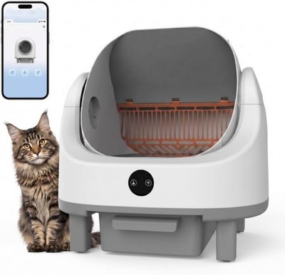 Self-Cleaning Cat Litter Box Open Top, APP Controlled for Multi Cats 9L Bin