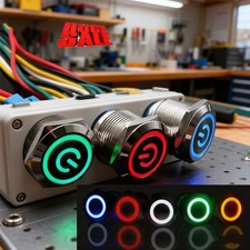 6PCS Latching Push Button Power Switch 16mm 12V LED ON OFF Waterproof Stainless