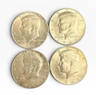 1964 Kennedy Half Dollars 90% Silver Lot Of 4 Bullion Silver Coins Circulated