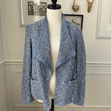 NWT Talbots Blue Tweed Open Front Jacket Blazer Cardigan 179 M