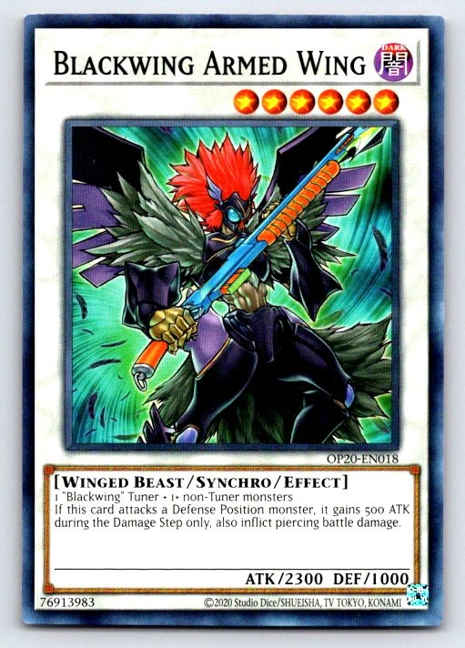 Blackwing Armed Wing L5DD-ENC28 YuGiOh Legendary 5D's Decks trading card — raw and PSA graded price guide