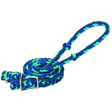 Rênes de tonneau en nylon tressé cuir tisserand - bleu marine/royal/turquoise - 1/2" x 8'