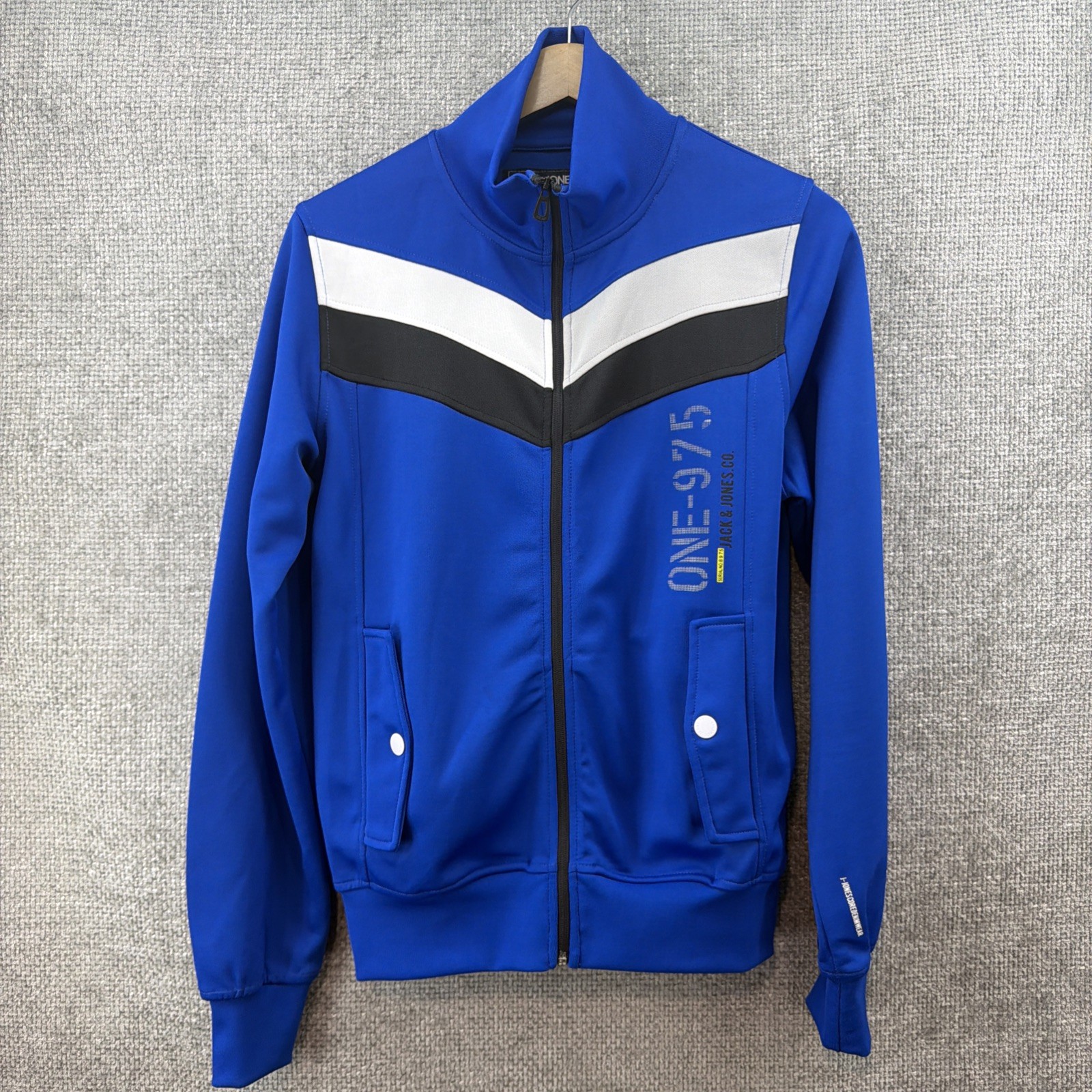 Jack & Jones One 975 Mens SM  Owen Sweat Core Blue Zip Activewear Jacket Pockets