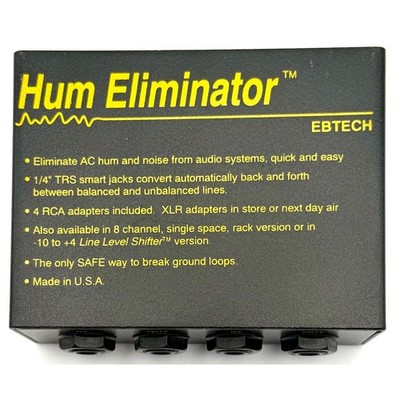 Ebtech HE-2 Hum Eliminator 2-Channel Ground Loop Noise Isolator Passive TRS Jack