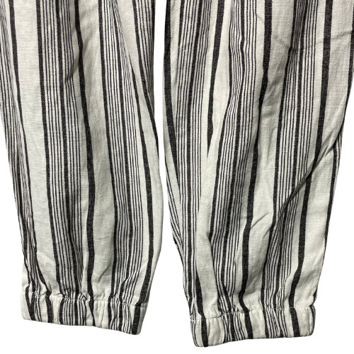 REWASH Pants Women Small Linen Rayon Tapered Leg Striped Smocked Waist AOP Boho