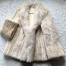 Rare Design Blue Fox Real Fur Reversible Coat White Size L