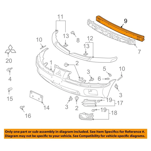For 04-11 Endeavor Front Bumper Reinforcement Impact Bar Beam Crossmember Primed - Изображение 4 из 4